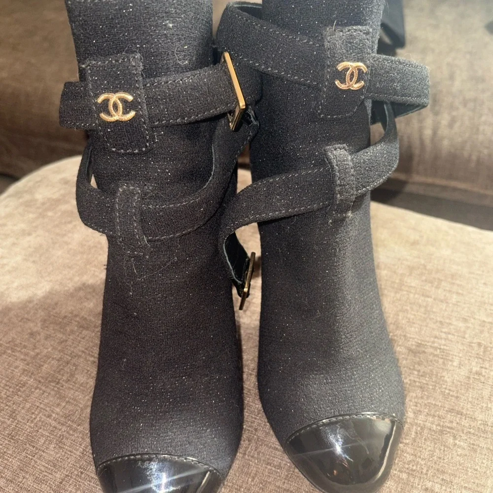 Classic Chanel CC Logo Cap Toe Boots”